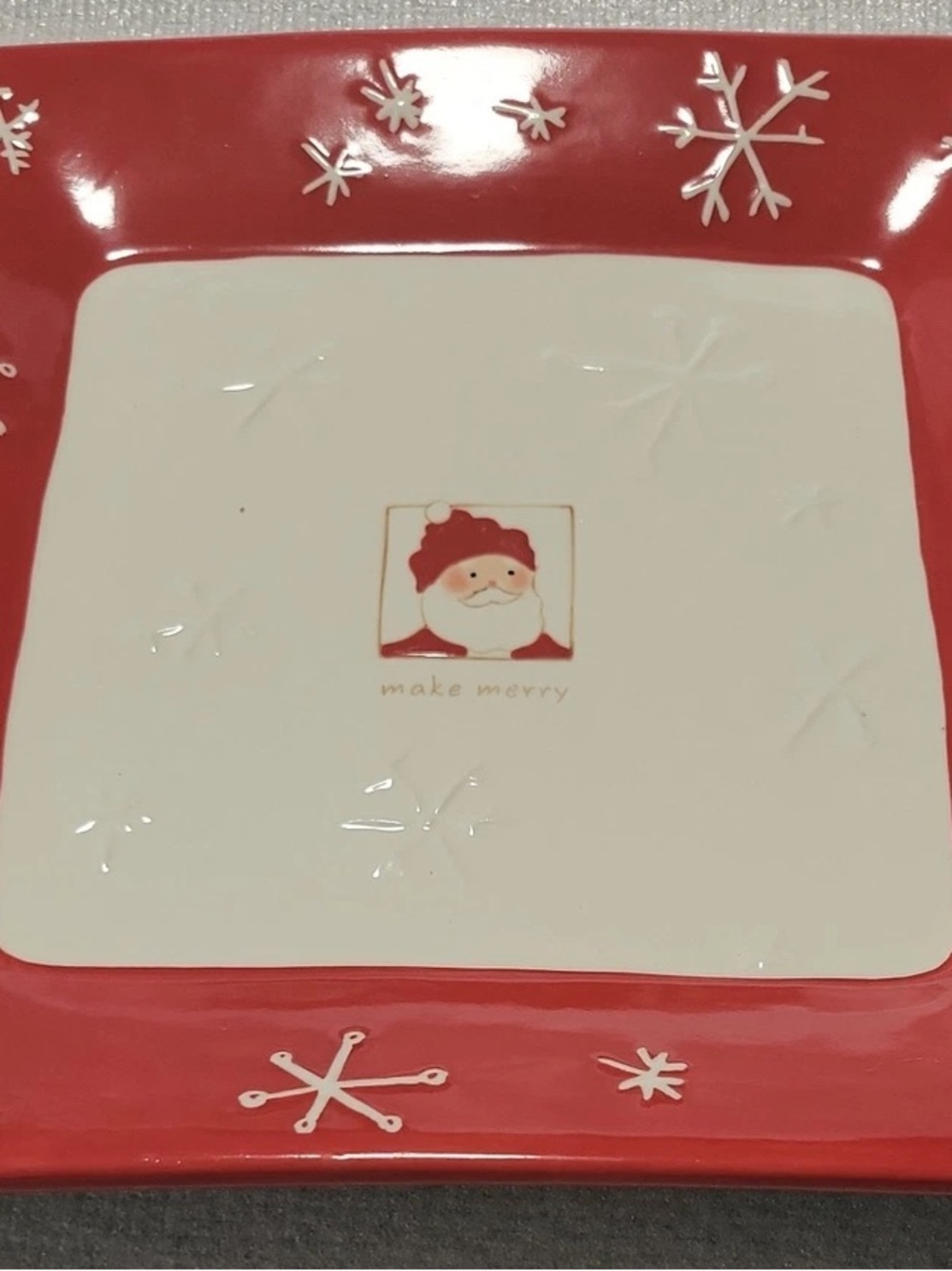 Hallmark vintage Christmas serving dish Santa NWOT
